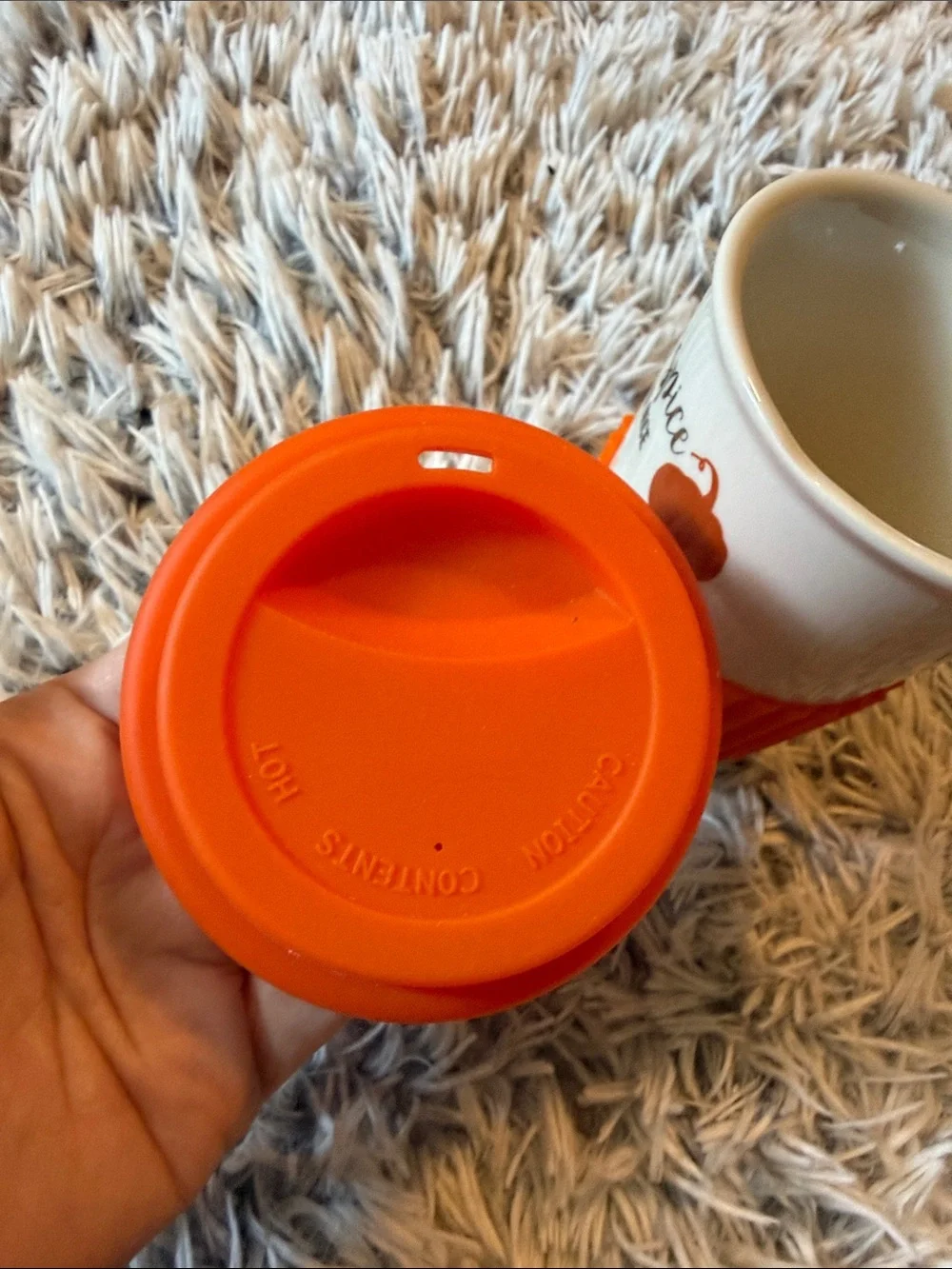 Pumpkin Spice Travel Mug with Orange Silicone Lid & Sleeve